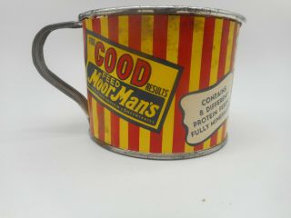 Vintage Moormans Dairy Cow Mintrate Tin Litho Advertising Measuring Cup 1960s