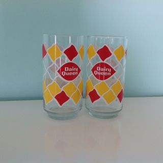 Vintage Rare Htf Dairy Queen Ice Cream Glass Drinking Glasses Canada Cup Old