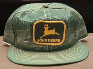 Vintage John Deere All Mesh Snap Back Hat Patch Louisville Mfg Company Nos