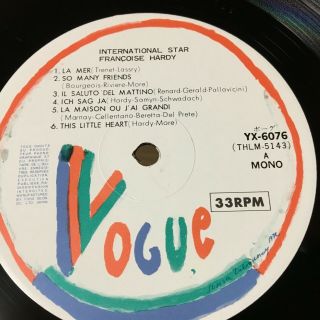FRANCOISE HARDY - International Star FRANCOISE HARDY JAPAN LP w/obi YX - 6076 3