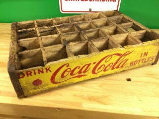 Yellow Coca Cola Wooden Coke case / crate VTG1967 13 3