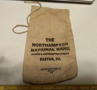 Vintage Northampton National Bank Easton Pa Advertising Canvas Coin Money Bag