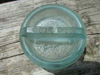 Early Glass Fruit Jar Stopper - A.  Kline Patent Oct 27,  1863 Style 1 - Use Pin