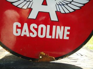 OLD FLYING A GASOLINE PORCELAIN ENAMEL GAS PUMP SIGN 3