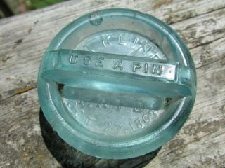 Early Glass Fruit Jar Stopper - A.  Kline Patent Oct 27,  1863 Style 2 Use A Pin