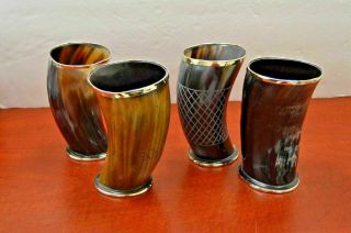 Set Of 4 Viking Drinking Horn 5 " Glass/cups Ale Beer Wine Mead Best Wedding Gift