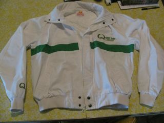 Vtg.  Quaker State Racing Jacket Adult Large White W Green (king Sports) Unisex