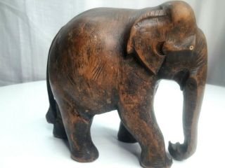 Vintage Hand Carved Wooden Elephant Figure Statue Home Decoration Indian Art