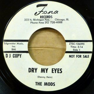 The Mods Rare Blue Eye Northern Soul Promo 45 Dry My Eyes Strong Vg,  Fona Lbl H7