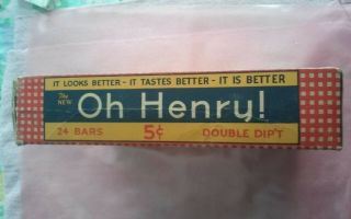 Vintage 5 Cent Oh Henry Candy Bar Display Box Williamson Candy Co. 2