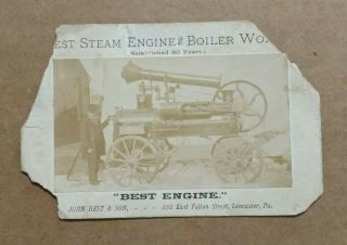 Best Steam Engine & Boiler,  Lancaster,  Pa. ,  Real Photo Trade Card,  1880 