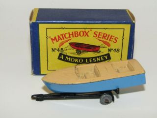 Moko Lesney Matchbox 48 Meteor Sports Boat & Trailer Gmw V Good In B2 Box