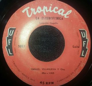 Manuel Villanueva Y Su Orquesta - La Esterofonica Gaita 45rpm Tropical Colombia