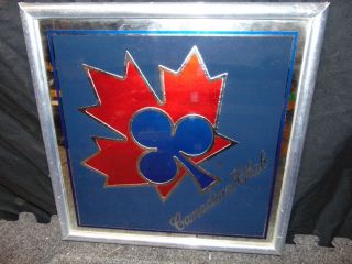 Canadian Club Bar Mirror Framed Sign With Red Leaf & Blue Club 14 " X 14 " Usa