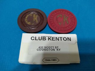 2 Diff.  Early Illegal Casino Chips Club Kenton Covington,  Ky