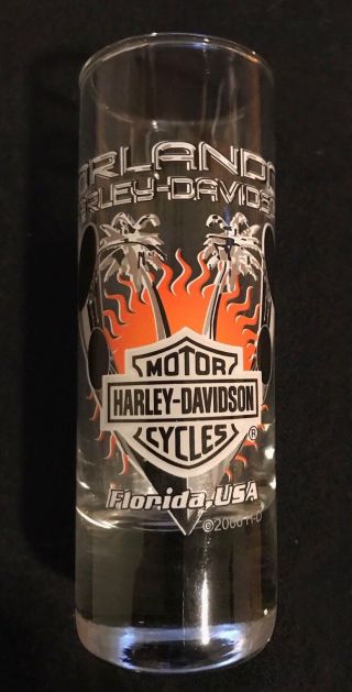 Harley Davidson Tall Shot Glass Orlando,  Florida (palm Trees)