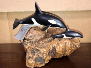 Old Stock John Perry Orca Family Sculpture Killer Whale