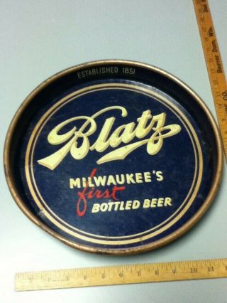 Vintage Blatz Beer Metal Serving Canco Tray Milwaukee 