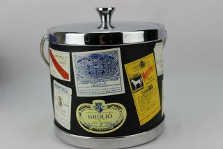 Vintage Ice Bucket - Various Alcohol Labels - Made In Japan