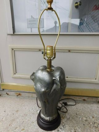 Vintage Three Elephant Heads Table Lamp