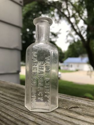 Marengo,  Iowa 1890’s Druggist Bottle W.  M.  Eddy’s Pharmacy Iowa City