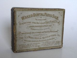 Waxed Dental Floss Silk S.  S.  White Dental Manufacturing Co Antique Box Cardboard