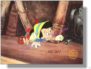 Sericel Cel Marc Davis Pinocchio Jiminy Cricket Hand Signed Walt Disney