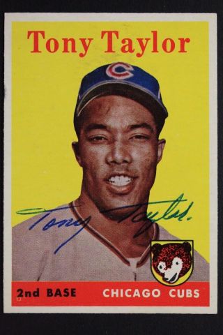 Tony Taylor Cubs Autographed 1958 Topps 411 Signed Card Jsa Authentic