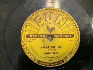 Johnny Cash I Walk The Line 78 Rpm Record Sun Records G - Vg
