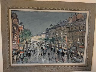 Paris Street Scene Oil Painting Vintage Signed Rare