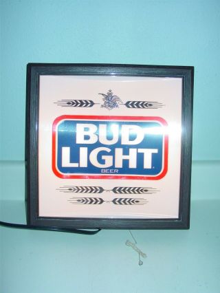 1984 Budweiser Bud Light Beer Electric Lighted Sign,  Lights Up Nicely,  U.  S.  A.