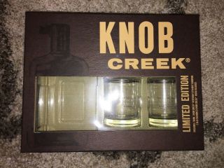 Two (2) Knob Creek Silver Rimmed Glasses In Limited Edition Holiday Box