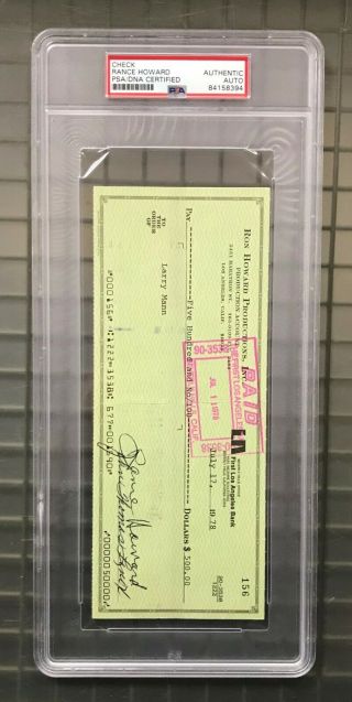 Rance Howard Signed 1978 Check Autographed Psa/dna Auto Actor Deceased 2017