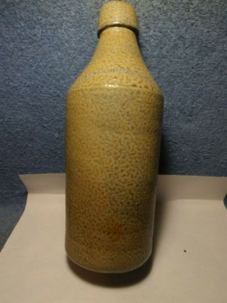 Salt Glaze Quart Stoneware Beer Bottle,  9 3/4 " Tall,  T.  D.  Harvey & Co,  Weighs 2