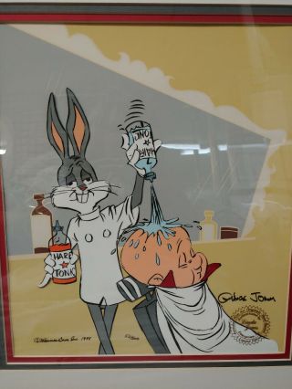 Warner Bros Signed Chuck Jones 53/500 Bugs Bunny And Elmer Fudd Barber Shop 1988