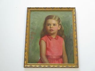 Jacob Richard Painting Vintage Portrait Cute Little Girl Child 1950 