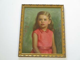 JACOB RICHARD PAINTING VINTAGE PORTRAIT CUTE LITTLE GIRL CHILD 1950 ' S RARE ART 2