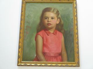 JACOB RICHARD PAINTING VINTAGE PORTRAIT CUTE LITTLE GIRL CHILD 1950 ' S RARE ART 3