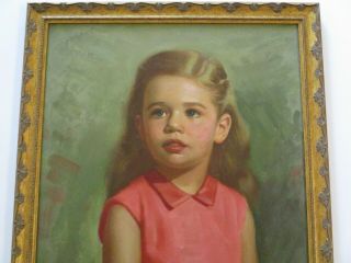 JACOB RICHARD PAINTING VINTAGE PORTRAIT CUTE LITTLE GIRL CHILD 1950 ' S RARE ART 4