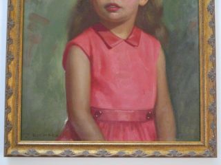 JACOB RICHARD PAINTING VINTAGE PORTRAIT CUTE LITTLE GIRL CHILD 1950 ' S RARE ART 5