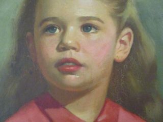 JACOB RICHARD PAINTING VINTAGE PORTRAIT CUTE LITTLE GIRL CHILD 1950 ' S RARE ART 6