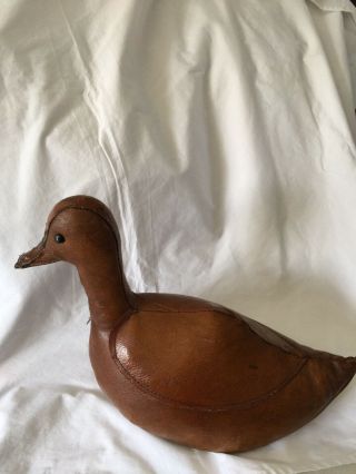 Vintage Abercrombie And Fitch Leather Duck Stuffed Decoy Mid Century
