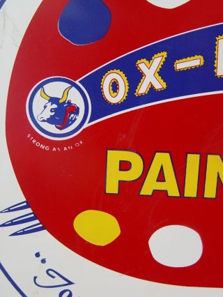 Vintage 2 Sided OX - LINE PAINTS Painted Metal Paint Advertising Flange Sign 3