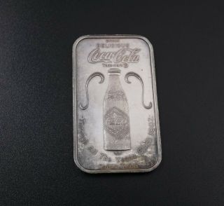 Rare Vintage Pure Silver Coca Cola Coke 5 Cent 1oz Bar Bullion 999 Ad 75 Yr M731