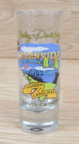 Harley Davidson Greenville South Carolina 4 " Tall Shot Glass Read