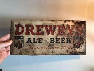 Vintage,  Drewery ' s Ale & Beer sign,  1940 ' s,  barn find.  Measures 6 