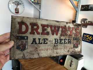 Vintage,  Drewery ' s Ale & Beer sign,  1940 ' s,  barn find.  Measures 6 