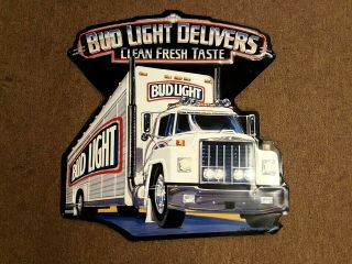 Metal Beer Advertising Sign Budweiser Bud Light Semi Fresh Taste 1990