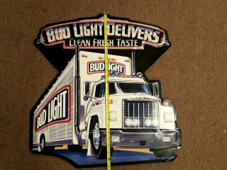 Metal Beer Advertising Sign Budweiser Bud Light Semi Fresh Taste 1990 2