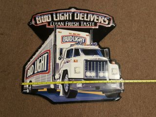 Metal Beer Advertising Sign Budweiser Bud Light Semi Fresh Taste 1990 3